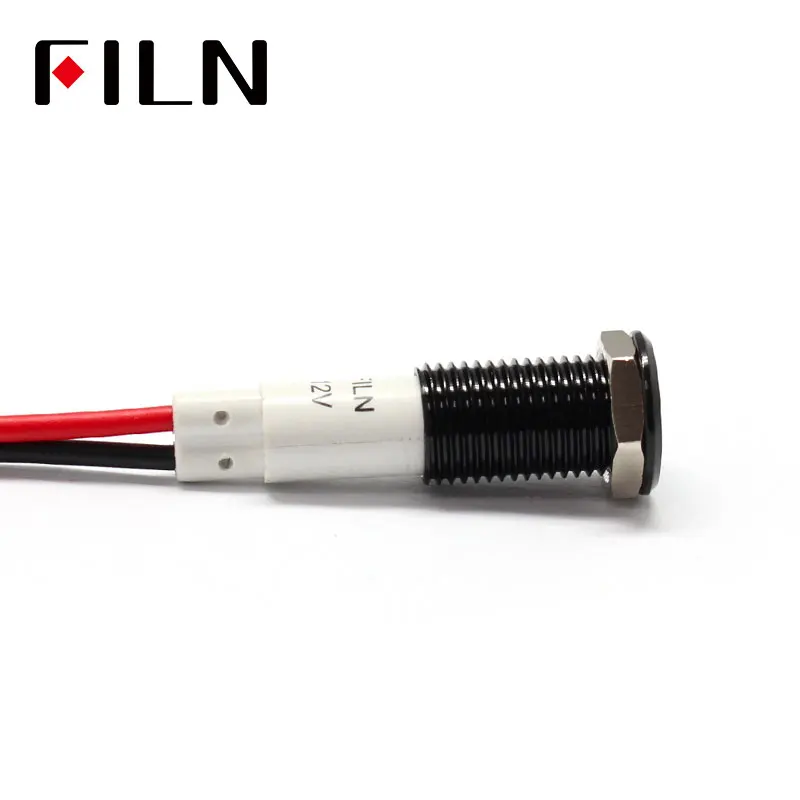 FILN-luz indicadora led para salpicadero de coche, 10mm, símbolo de Calavera, rojo, amarillo, blanco, azul, verde, 12v, con cable de 20cm