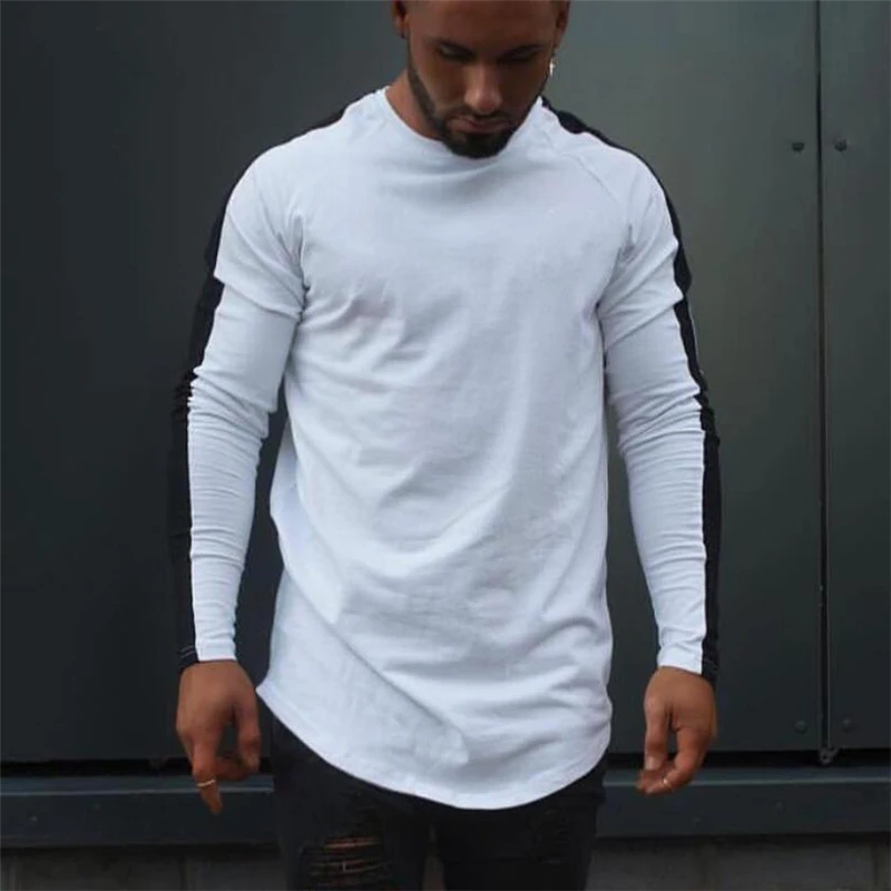 Muscleguys T-Shirt Men 2020 Spring Autumn New Long Sleeve O-Neck T Shirt Men Brand Clothing Fashion Patchwork Cotton Tee Tops