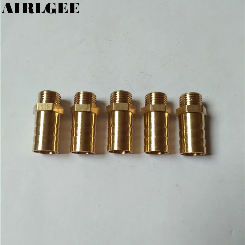 

5 Pcs 1/4" PT Male Thread to 14mm Pneumatic Air Hose Barb Straight Connector