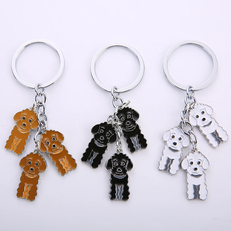 3 Color Poodle Car Key Chain Teddy Dog Key Ring DIY Pet Tag Keychains Fashion Jewelry Pendants Gift To Best Friend Drop Shipping