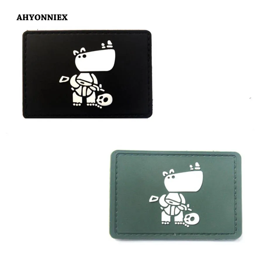 AHYONNIEX 1PC pcv hak i pętli niedźwiedź nosorożec flaga żaba Seal Patch szyć na ubrania Armband plecak naklejki DIY aplikacja