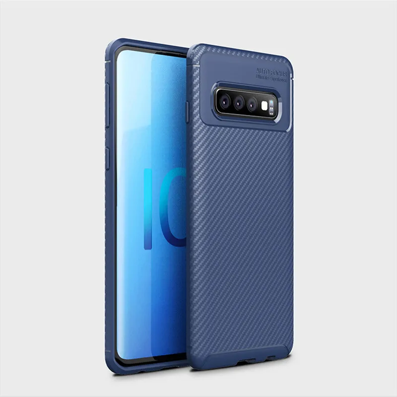 Samsung s9 s10 Plus s10lite s10e s105G note9 A750 A8s M10 M20 M30 Carbon Fiber PU Plain Color Silicone Anti-fall Protection Case