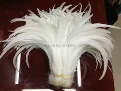 Fashion DIY Feathers 35-40cm/14-16inch pure white Rooster tail feather For Costume&Mask Coque