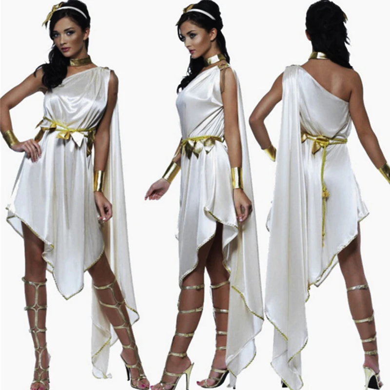 

VASHEJIANG White Greek Goddess Cosplay costumes Cute Roman Princess Costume Athena Costume Halloween for Women Funny Dress