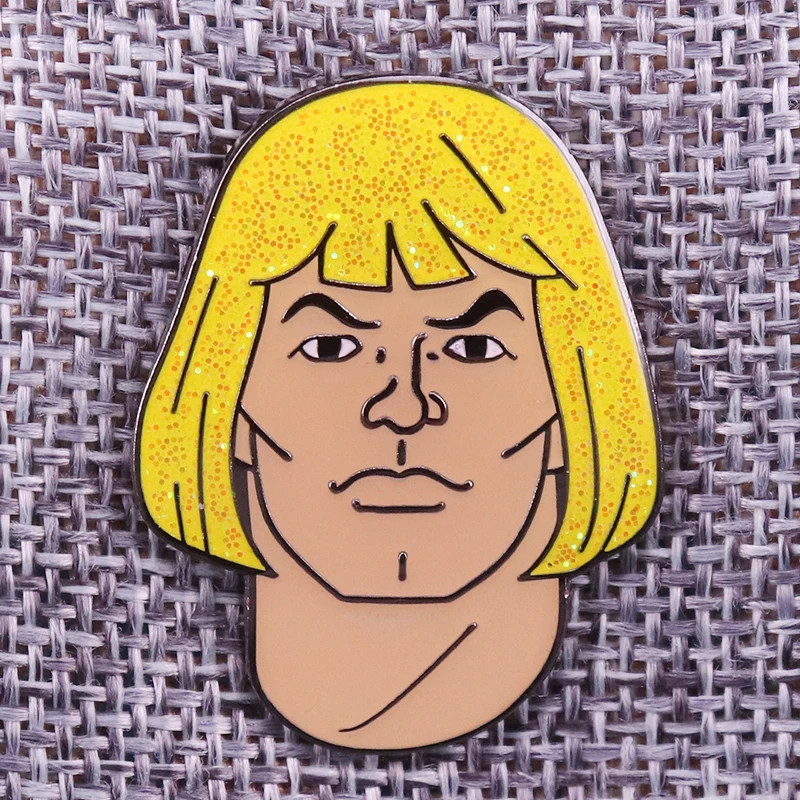 Masters of the universe He-man badge fabulous secret power glitter pin retro 80s cartoon brooch