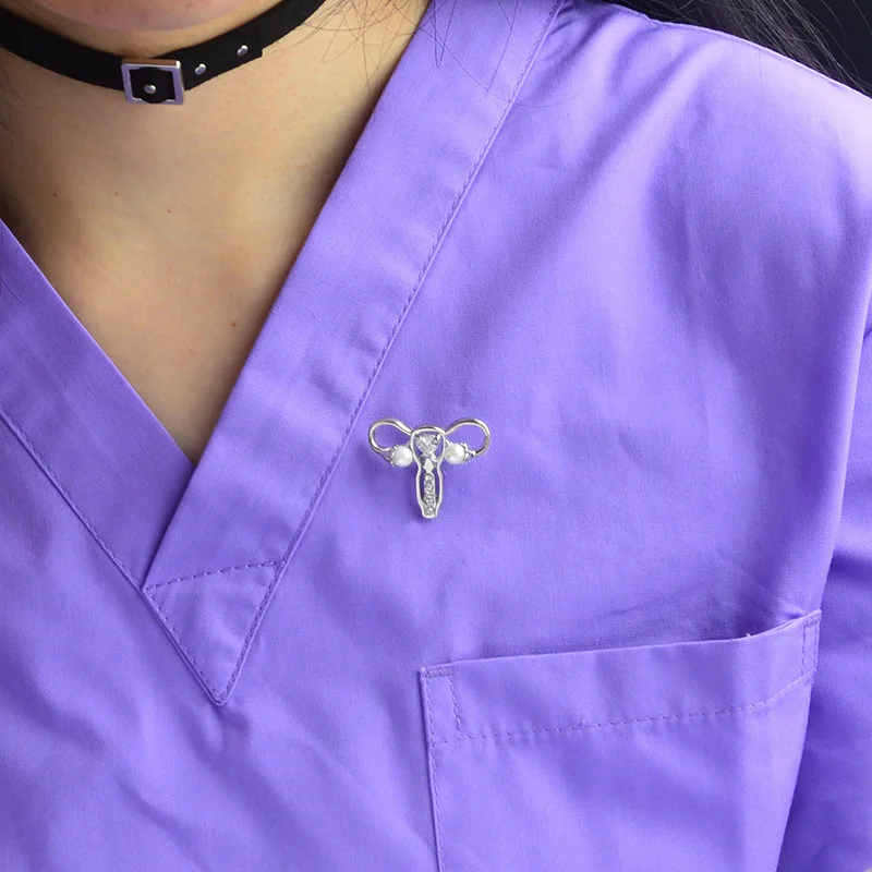 Female Uterus Pearl Crystal Metal Brooch Care Women Health Badge Jewelry Pin Doctor Nurse Medical Student Accessories Gift