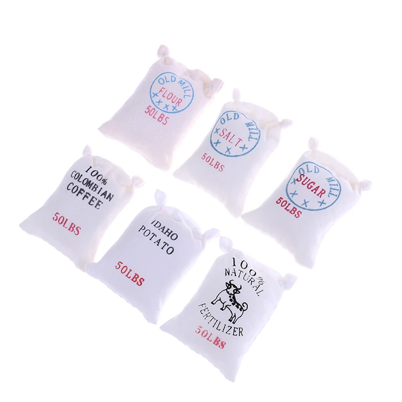 Food 6 bags of Sugar Flour Salt Potato kitchen 1/12 Dollhouse Miniature FH24 Toy