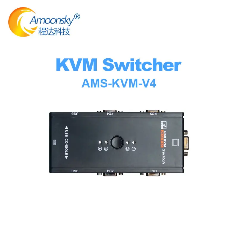 

KVM-V4 4 port kvm switch USB 2.0 VGA Splitter Printer Mouse Keyboard Pendrive Share Switcher 1920*1440 VGA Switch Box Adapter