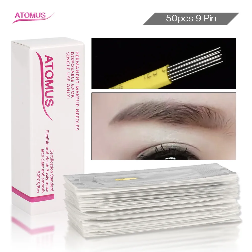 

50pcs 9Pin DOUBLE ROW Lamina Microblading Blades Tattoo Needles For Permanent Embroidery Pen Accessory