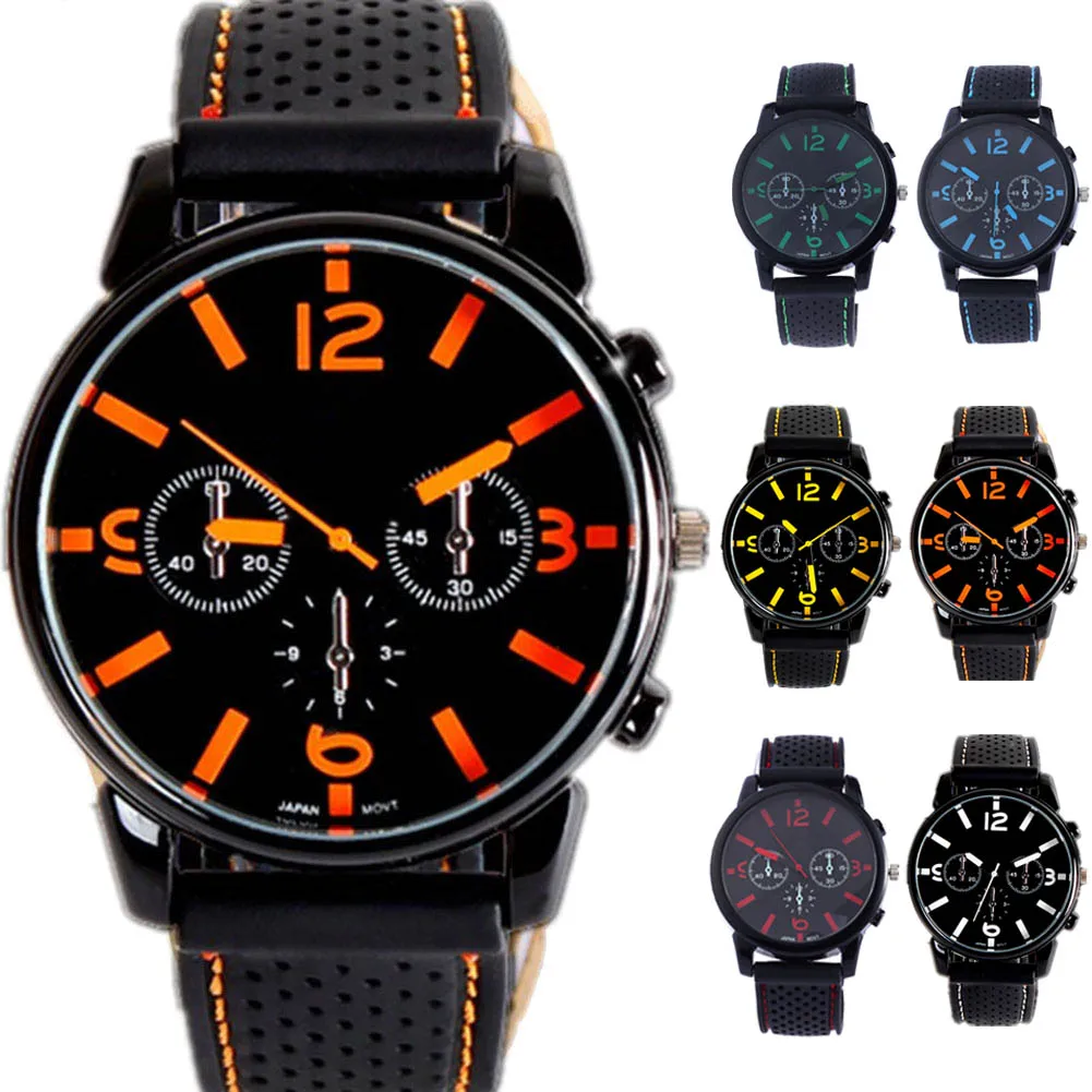 Cool Men Watch Casual Brand Clock Fashion Men\'s Military Quartz Clock Silicone Strap Belt Big Dial Watches Men Wristwatches