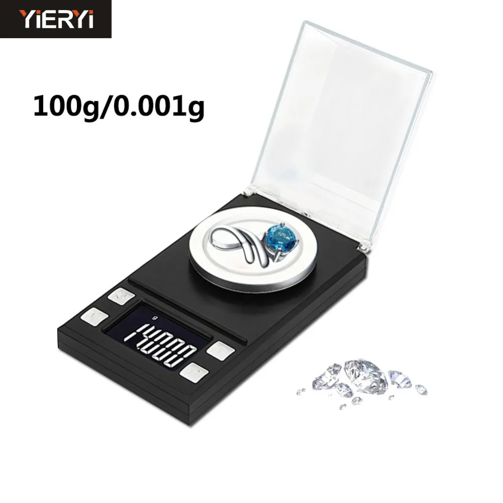 Yieryi Electronic Scale LCD Digital Scale 0.001g Precision Medicine Jewelry Karat Scale 10g / 20g / 50g / 100g Pocket Scale