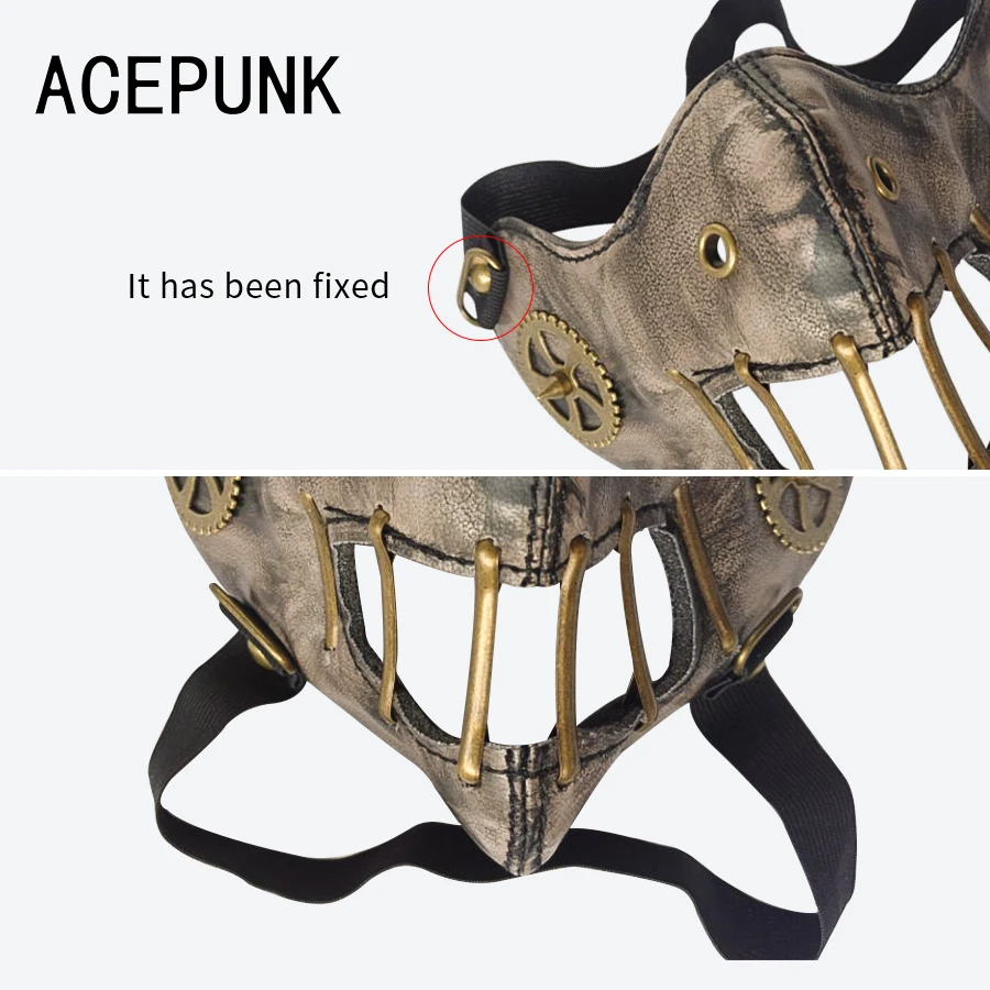 2020 New Steam Punk Gear Masks Gothic Punk Accessory Night Club Mask Performance Masks Hip Pop Brown Gearwheel Rivet Mask