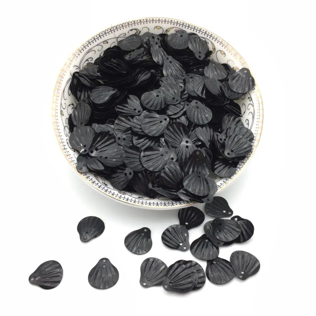 50g 13mm Shell Sequins Loose PVC Paillettes for Crafts Children Sewing DIY Dress Clothing Accessories Black Confetti Spangles