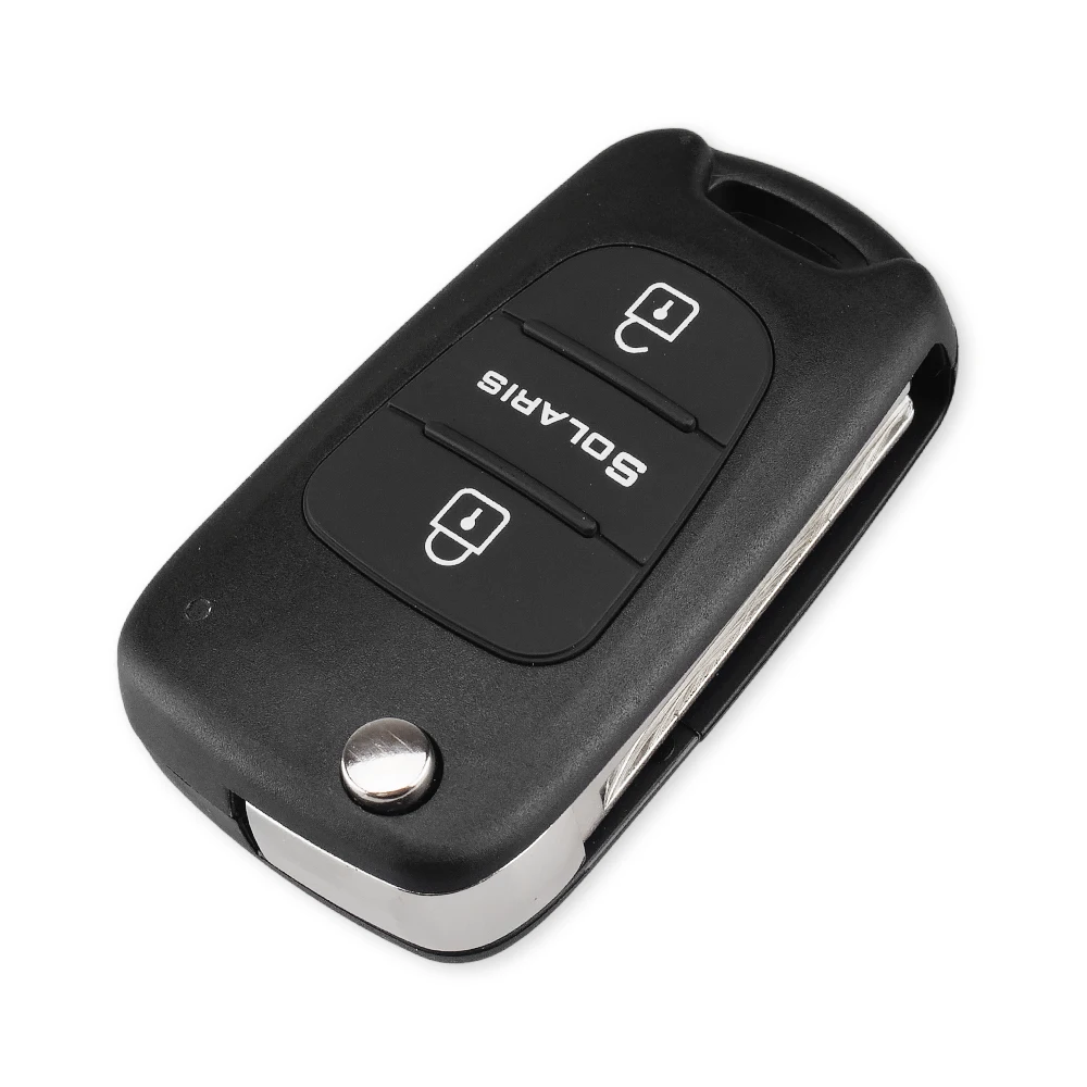 KEYYOU 3 Button Replacement Car Flip Folding Key Shell Blank Remote Fob Shell For Hyundai Solaris