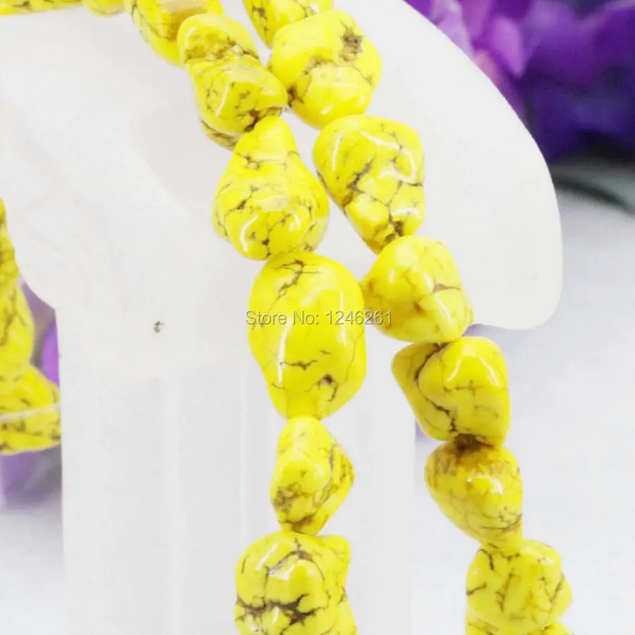 10-14mm Accessories Irregular Yellow Turkey Stone Loose Beads Stone DIY Howlite Accessory Parts 15inch Jewelry Gems Gifts Making