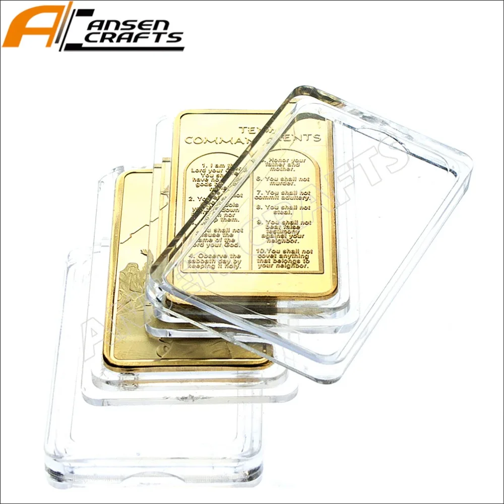 Moses on the Mountain Sinai Gold Ingot Bullion Bar with Ten Commandments Jewish TANAKH