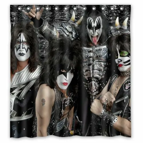 New Arrival Custom Rock Kiss Band Waterproof Bathroom Shower Curtain