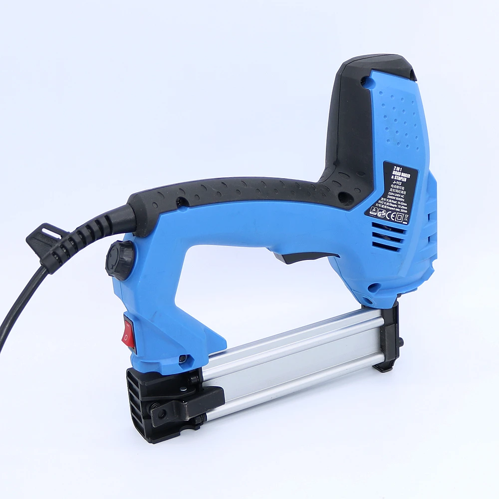 Pistola de grampo elétrica 200v-240v 2 em 1, nailer e grampeador, ferramenta elétrica para unhas com 500 peças de unhas para móveis de madeira