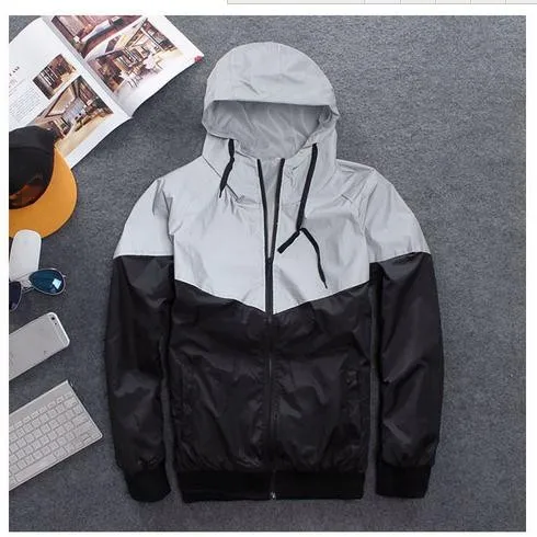 Men Jacket Hip Hop Windbreaker Reflective Jacket Casual Long Sleeve Jacket Coat Men And Women Lovers Coat Hooded Jacket