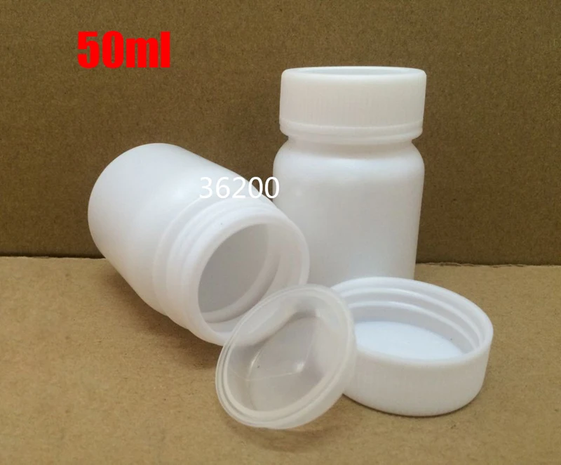 

20pcs 50ml White Color HDPE Bottles, Samll Plastic Caspules Bottles,Wide Mouth Sample Bottles, Capsules Containers