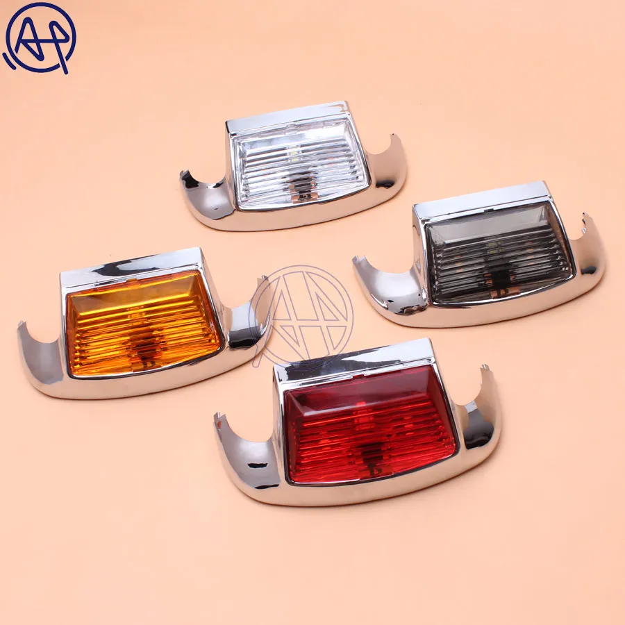 Motorcycle 4color Lens Front Fender Tip Light Lamp Edge 5050LED Chrome For Harley FLSTC Heritage Softail Classic