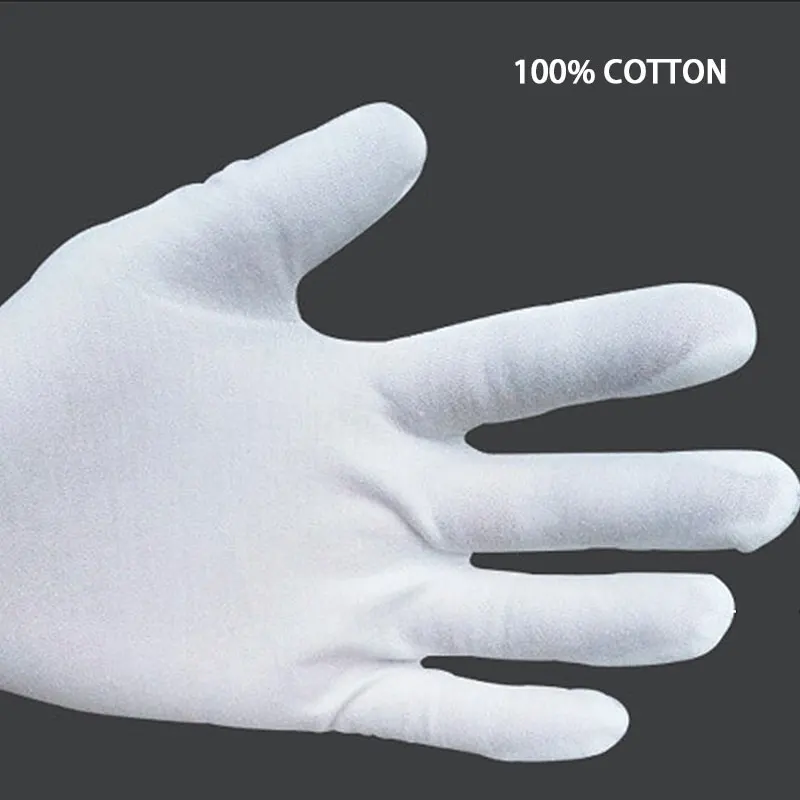 24PCS White Gloves 12 Pairs Soft Cotton Gloves Coin Jewelry Silver Inspection Gloves Stretchable Lining Glove