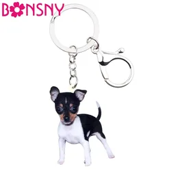 Bonsny Acrylic Cute Fox Toy Terrier Dog Key Chains Keychain Rings Fashion Animal Pet Jewelry For Women Girl Ladies Accessories