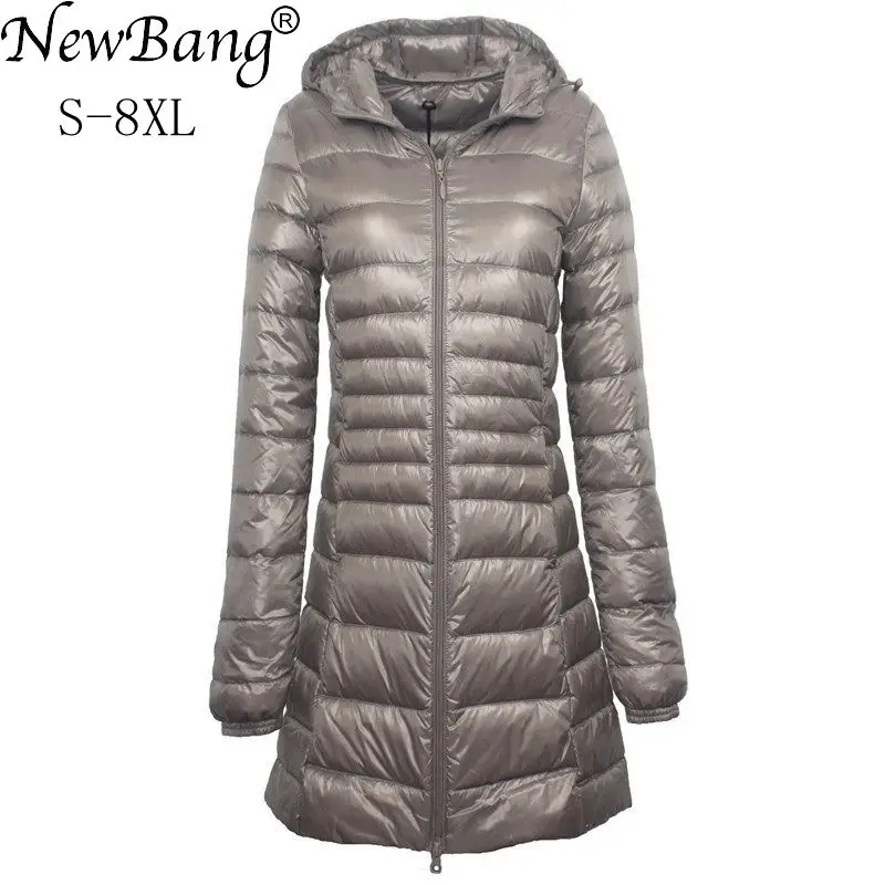 Newbang 7XL 8XL Plus Lange Donsjack Vrouwen Winter Ultra Licht Donsjack Vrouwen Met Hooded Down Jas Vrouwelijke Grote size Jassen