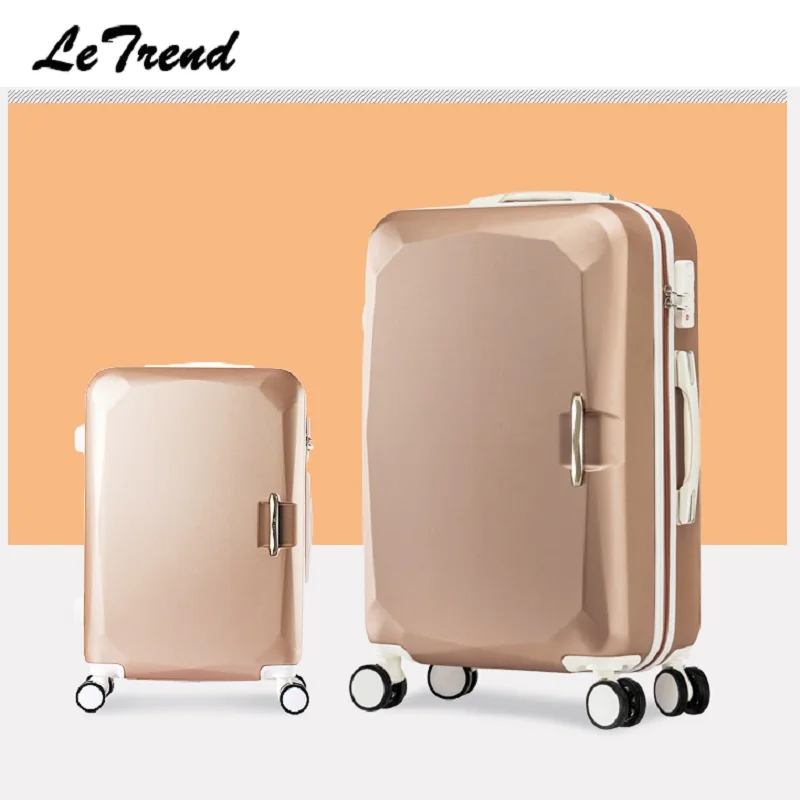 Luggage set LeTrend Rolling Luggage Spinner Suitcase Wheels Student Trolley 20 inch Carry On Travel Bag password Box