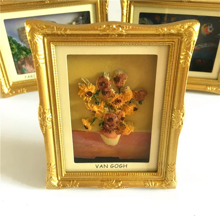 Van Gogh Sunflowers Paris Arc De Triomphe Star Frame 3D Fridge Magnets Travel Souvenirs Refrigerator Magnetic Stickers