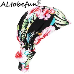 ALTOBEFUN Floral Hip-hop Stretchy Women Turban Cap Lady Rural Caps Girl Headwear Bandanas Female Chemo Hat Polyester BD003