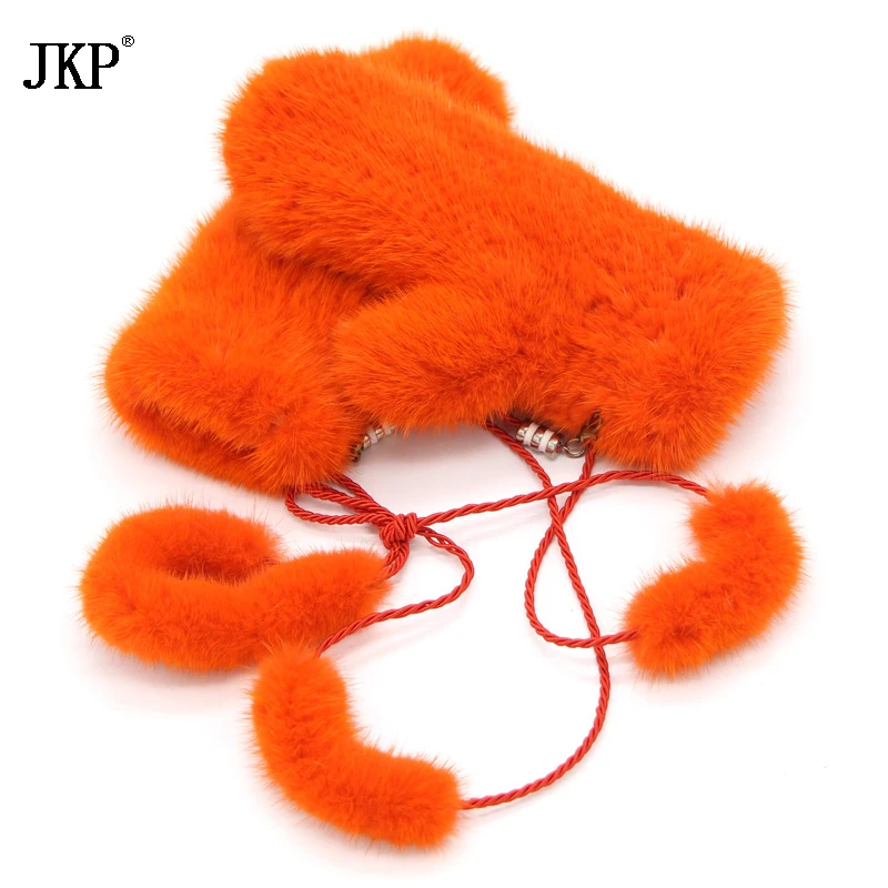 JKP Winter Gloves For Luxury Brand Woman 2020 New Genuine Solid Russian Mink Fur Female Winter Gloves Mittens Warm Gloves