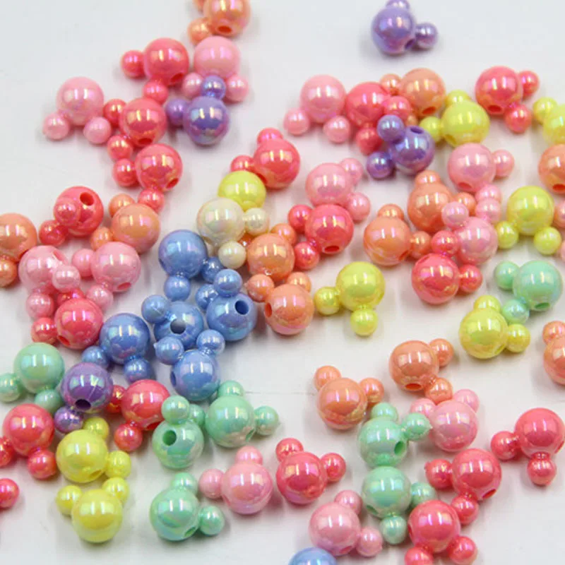 50pcs/Pack DIY Hot Puzzle Handmade Bead Mixed Solid Color AB Exquisite Cartoon Mouse Acrylic Beads DIY Jewelry Making