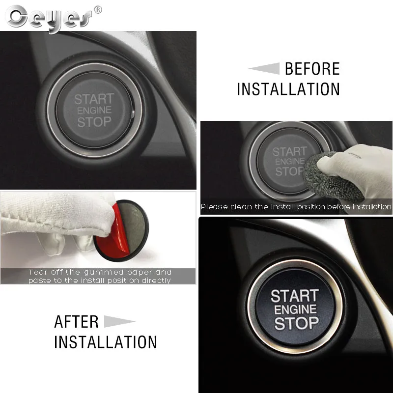 Ceyes Car Interior Accessories Sticker Styling Ignition Start Engine Stop Button Ring Fit For Alfa Romeo Stelvio 159 Mito Giulia