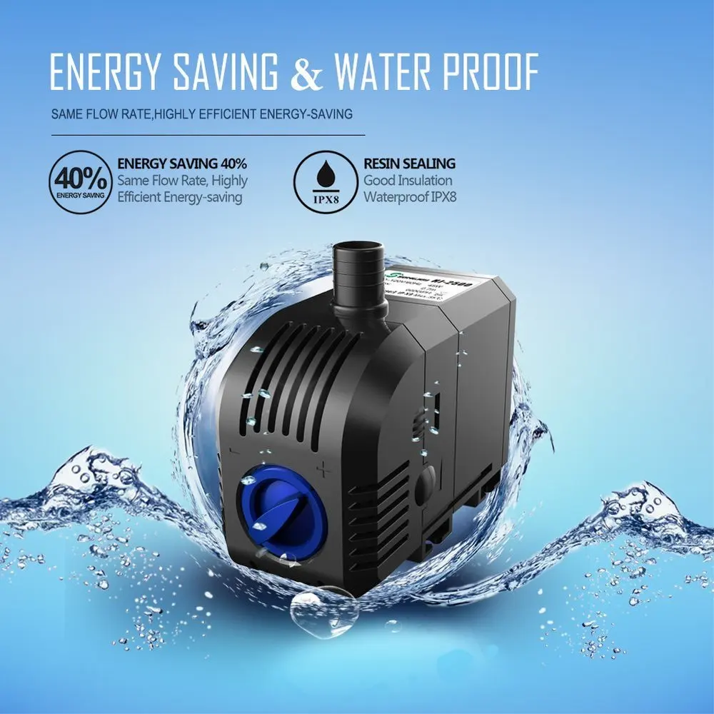 2500L/h Submersible Water Pump for Indoor Outdoor Fountain Aquarium Fish Tank Hydroponics Pond Rockery Circulation Pump