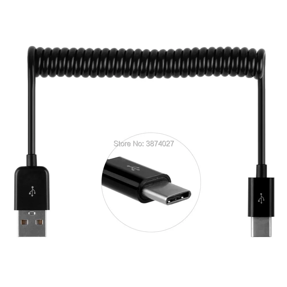 Spring Stretching USB-C 3.1 Type C Male to USB 2.0 A Male Data Cable for HUAWEI P9 10 Onepuls 2 3 Nexus 6P 5X S8+ 100cm/300cm