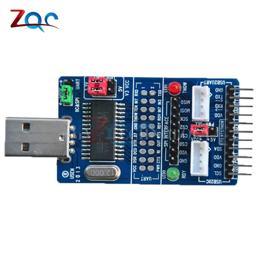 

ALL IN 1 CH341A USB to SPI I2C IIC UART TTL ISP Serial Adapter Module EPP/MEM Converter For Serial Brush Debugging RS232 RS485