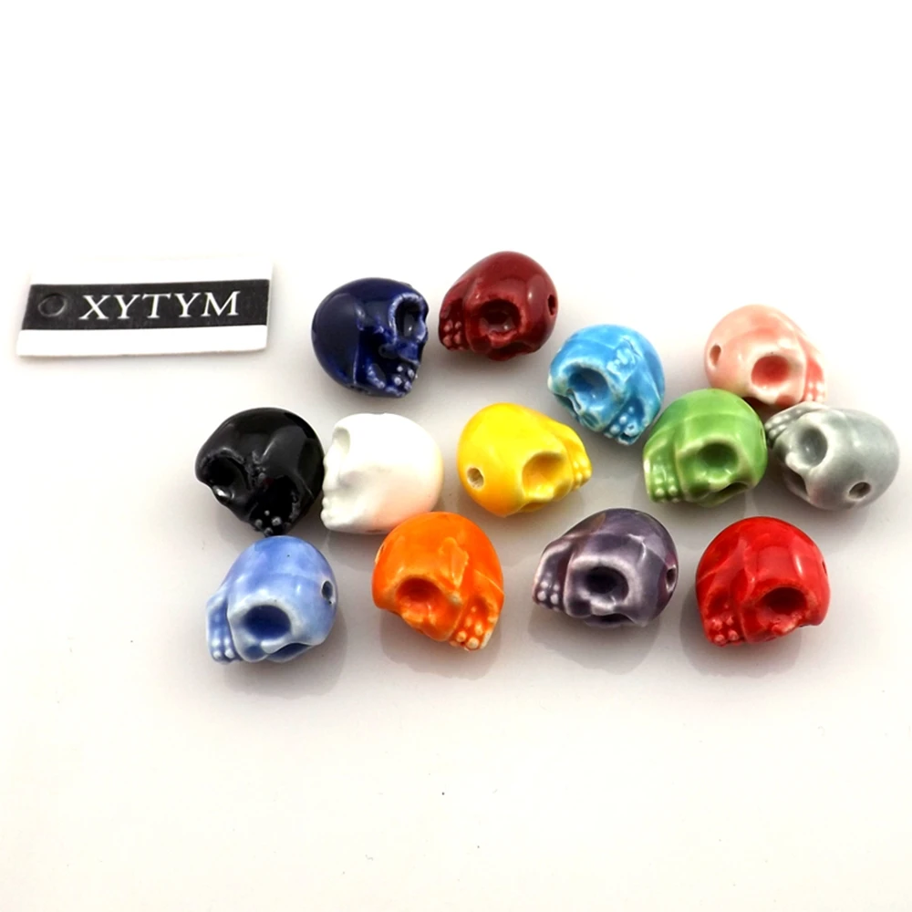 

13x13mm Ceramic Skull Beads For DIY Mixed Color 100pcs/lot Free Shipping