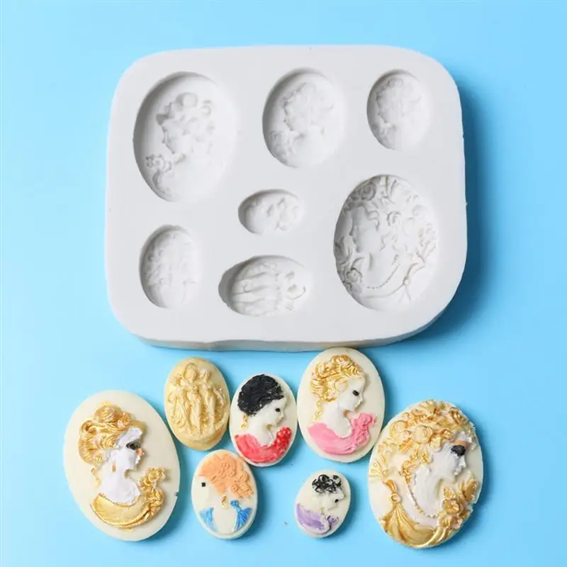 Beauty Women Shape Cameo Silicone Cake Mold Fondant Mold Jelly Candy Chocolate Soap Mold Decorating Bakeware