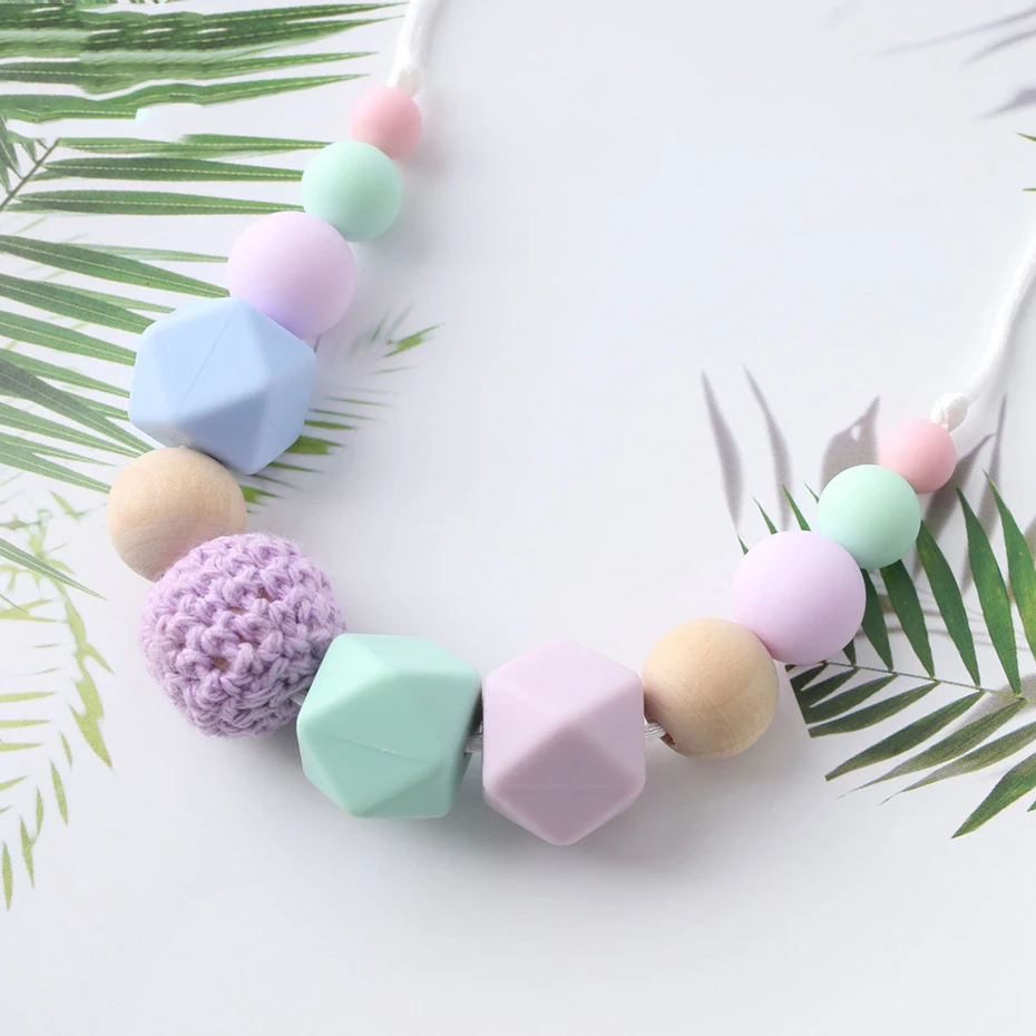 1pc Handmade Women Teething Necklace Silicone Baby Teether DIY Necklace for Infant Baby/Breastfeeding Chew Nursing Jewelry Toys