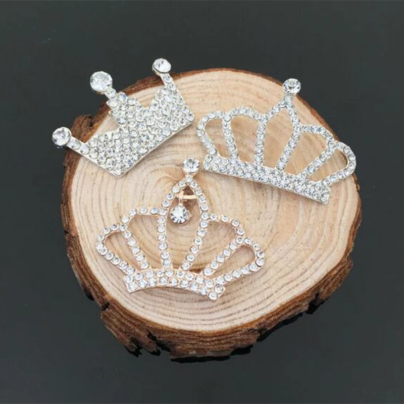 Crown Shape Crystal Metal Rhinestone Button Flat back Decoration DIY Crafts