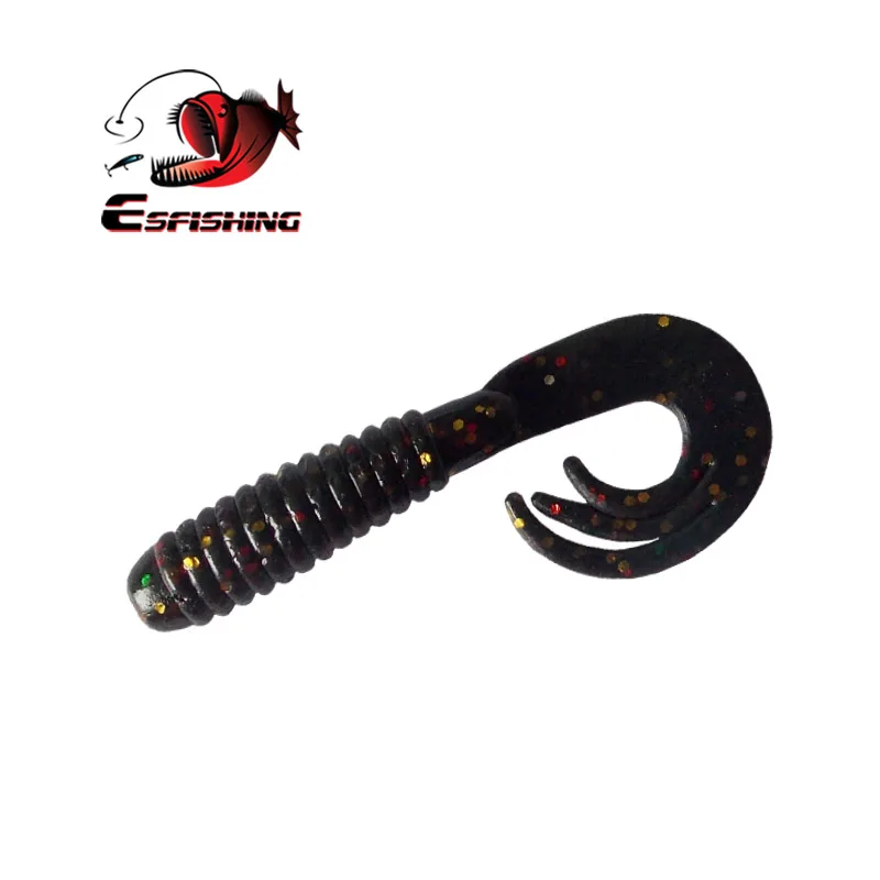 ESFISHING Silicone Soft Bait Tripple Grub 50mm10pcs Tail Curly Jigging Iscas Pesca Artificial Fishing Lure Tackle For all Fish
