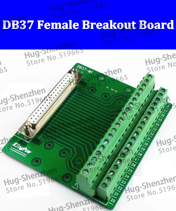 High quality 15pcs  DB37 D-Sub Mount Interface Module , DB37 female terminal connector Breakout Board