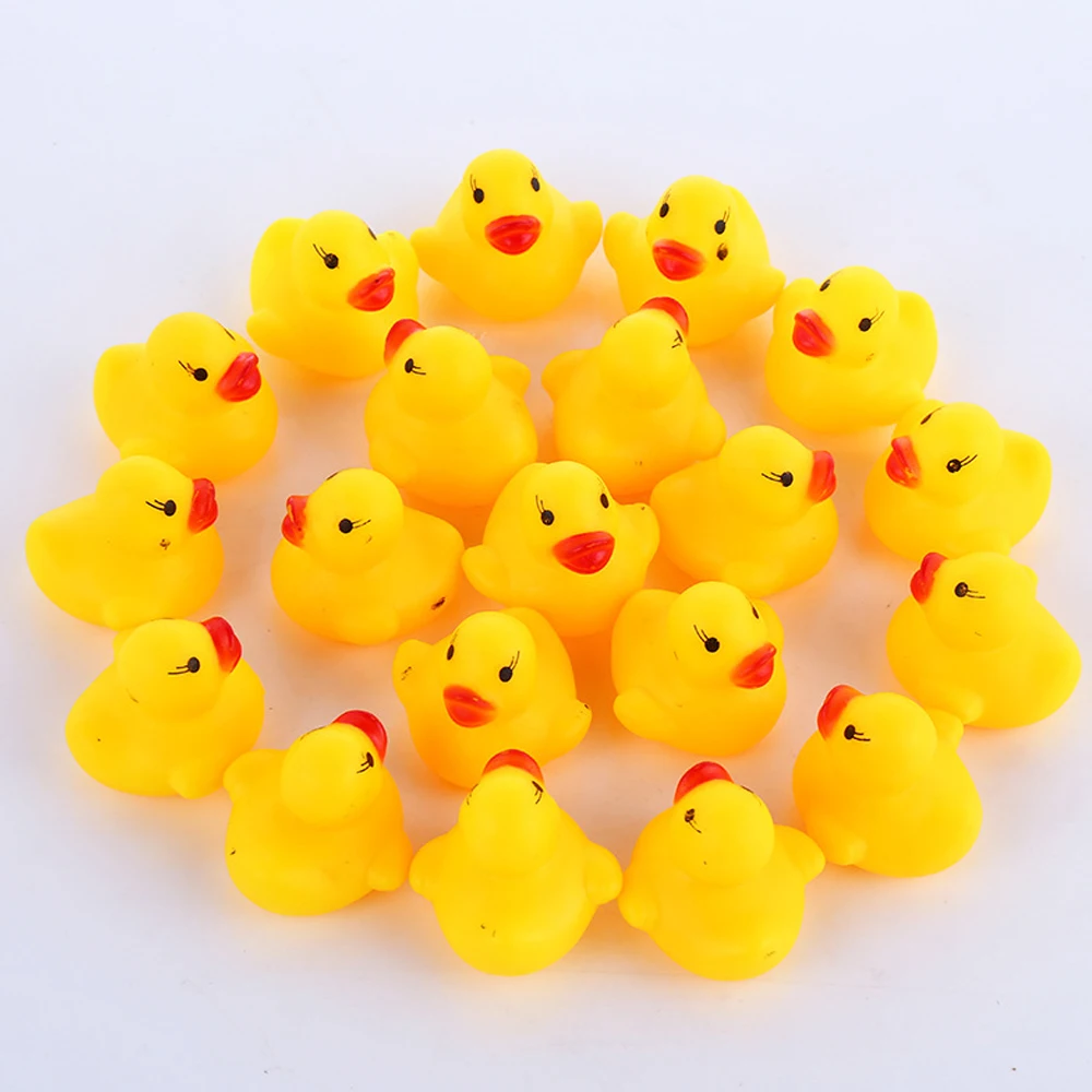 100pcs Baby Bath Rubber Duck Duckie Baby Shower Water Toys Swimming Pool Floating Squeaky Rubber Duck Toys for Children Gifts