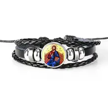 Men’s Leather Jesus Charm Bracelet #4