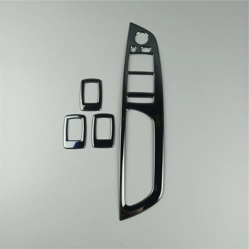 Black Car Door Armrest Panel Decoration Decals For BMW X5 E70 X6 E71 2008-2014 Stainless Steel Window Glass Lifting Buttons Trim