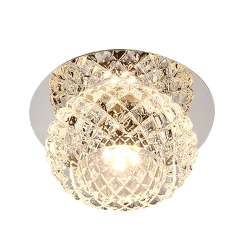 Modern led lamp embedded color ceiling light round glass crystal balcony lighting lamp