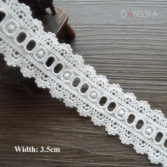 1yard Width:3.5cm Exquisite Polyester Water Soluble Lace Trims Ivory Color Embroidered Laces (ss-7446)