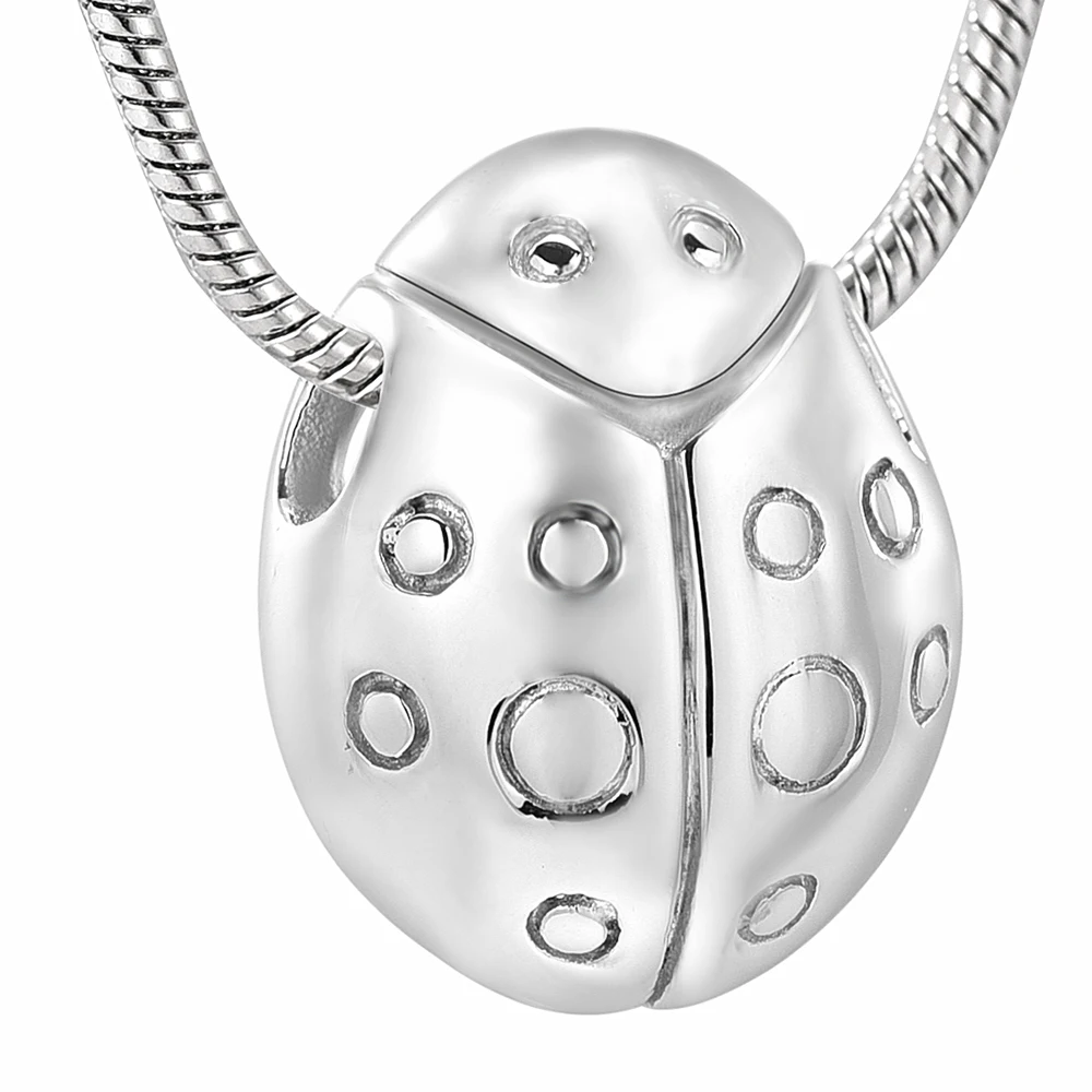 

IJD10080 Stainless Steel Ladybug Cremation Urn Jewelry Hold Pet Ashes Necklace - Keepsake Memorial Pendant For Women Men