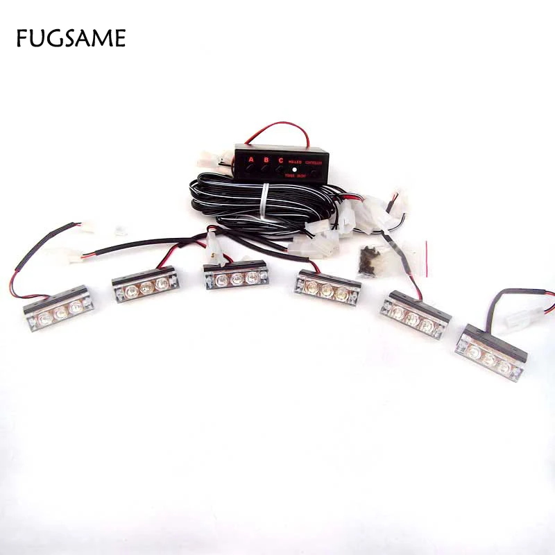 

FUGSAME Set Car 6x3 18 LED Red Blue White Green Amber Yellow Strobe Emergency Flashing Light